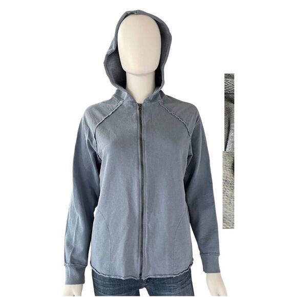 Marc Ware Hot Cotton Sweatshirt Womens Medium Blue Hoodie Full Zip Bohemian - Picture 2 of 11